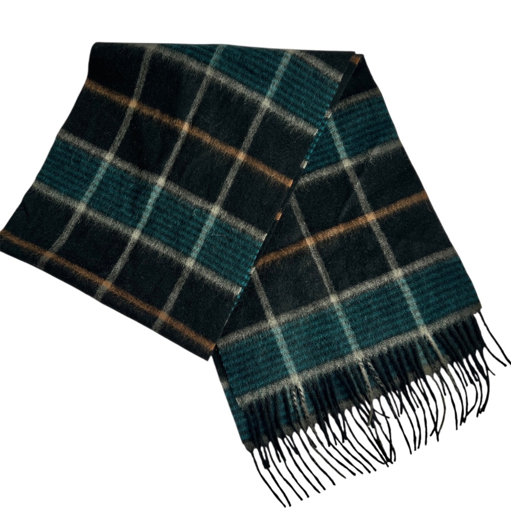 Estilo Plaid Scarf Wool Tartan Rectangle Black Blue Check Block